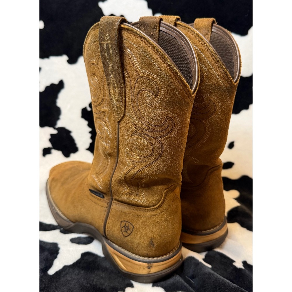 Ariat Anthem Composite Toe Western Work Boots Suede Chipmunk Brown Women's‎ 7 - Picture 3 of 9